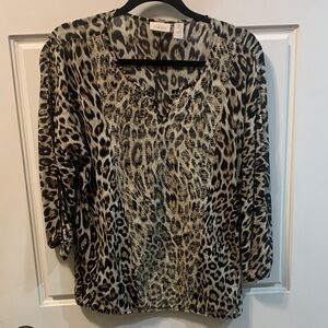 Chico's Cheetah Patterned Blouse in Black and Brown